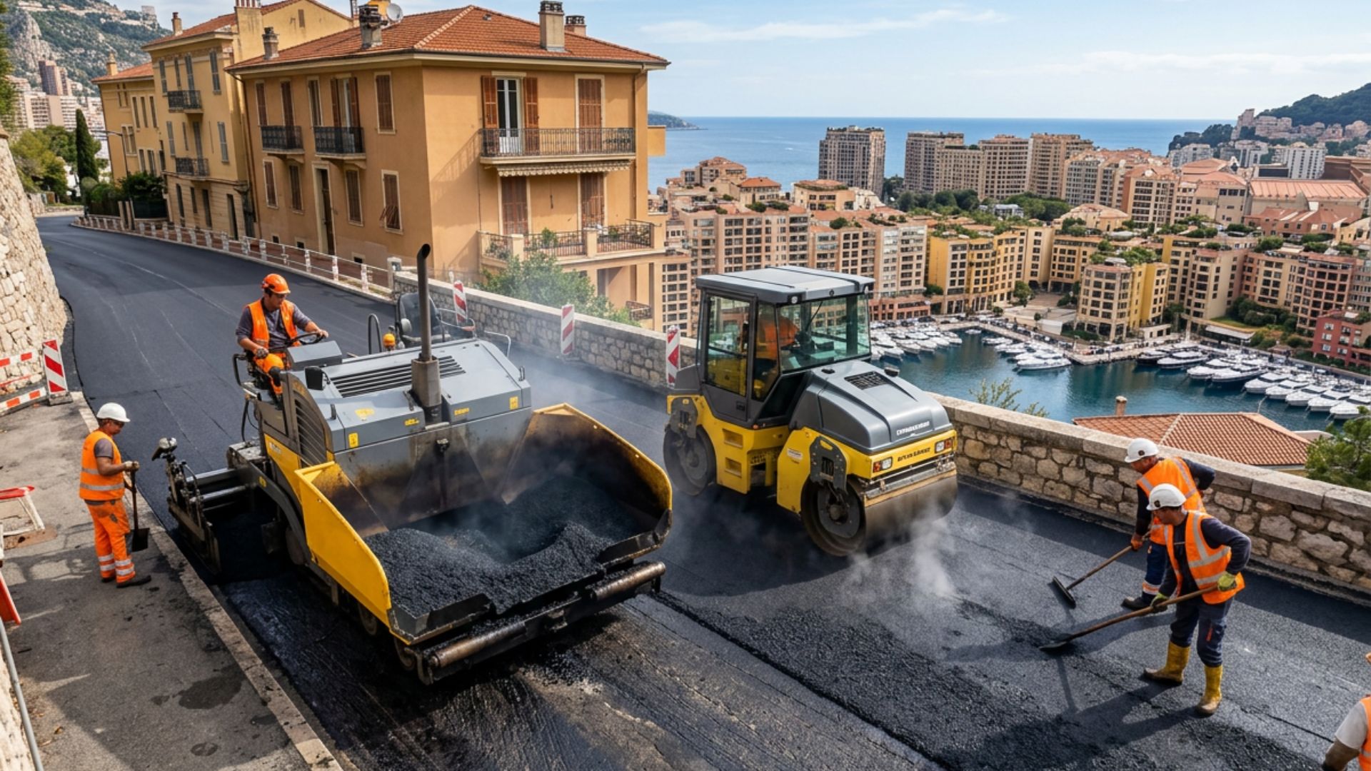 Enrobé à Beausoleil frontière monégasque — versant Tête de Chien, copropriétés frontalières Monaco — Société Missaoui Alpes-Maritimes