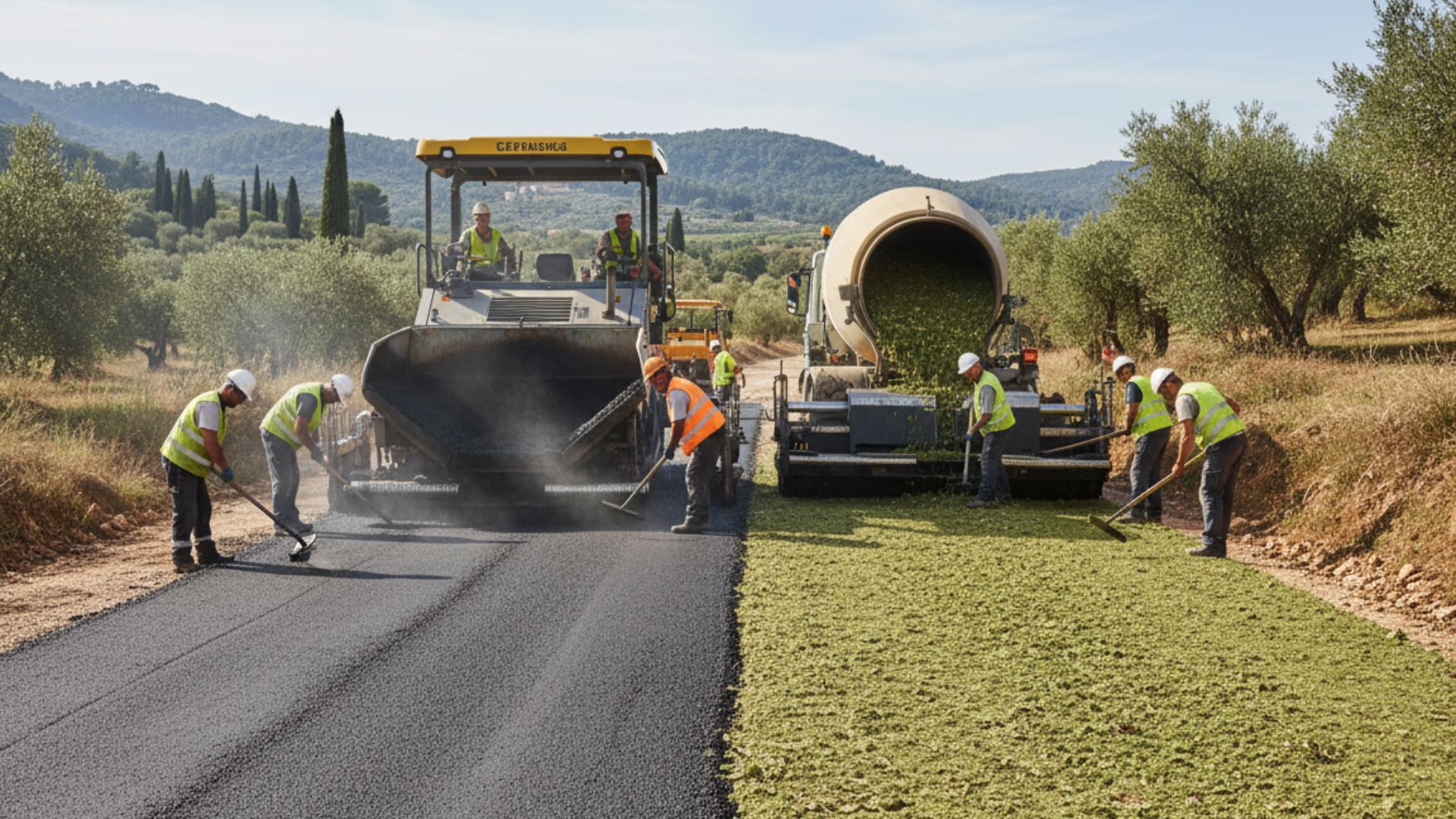 Enrobé bitume vs enrobé végétal écologie — liant biosourcé Vegecol Eiffage Biophalt Eurovia Sealoflex Bio NeoVeg Colas, huiles végétales colza lin, certifications HQE BREEAM LEED, démarches pistes cyclables voies piétonnes — Société Missaoui Alpes-Maritimes Var