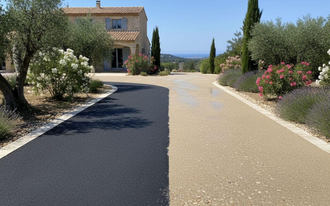 Enrobé vs résine : allée de villa