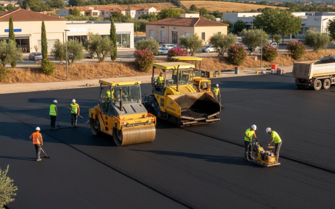 Enrobé zone commerciale : phasage des travaux