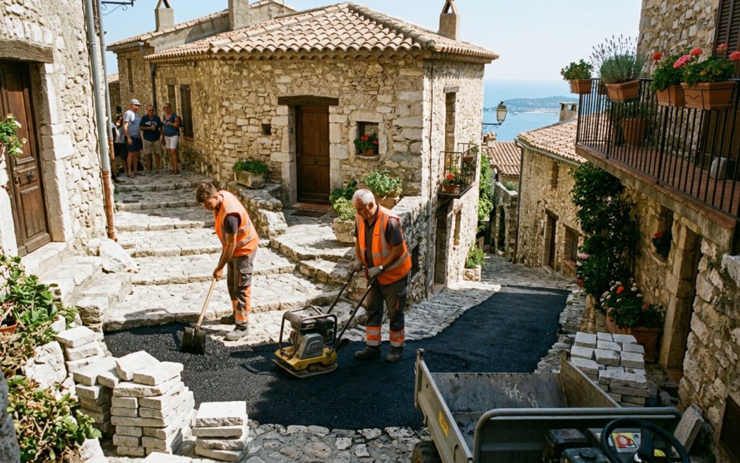 Eze : les défis d&rsquo;un enrobé en village médiéval classé