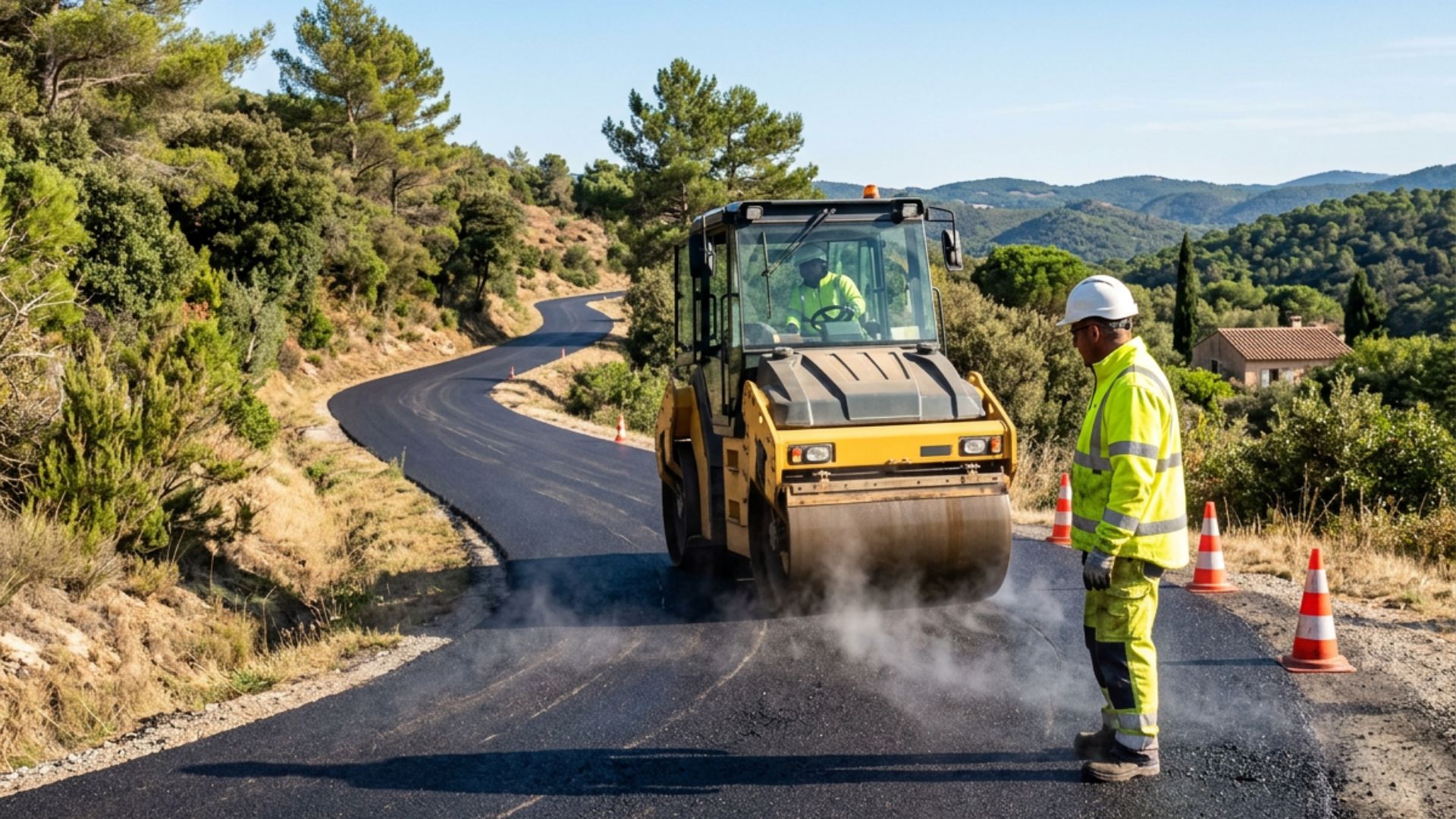 Guide sécurité chantier enrobé — EPI NF EN 397 NF EN ISO 20471 NF EN ISO 20345, DUERP PPSPS, fumées de bitume CIRC 2B, coordination SPS, accident travail — Société Missaoui Alpes-Maritimes Var