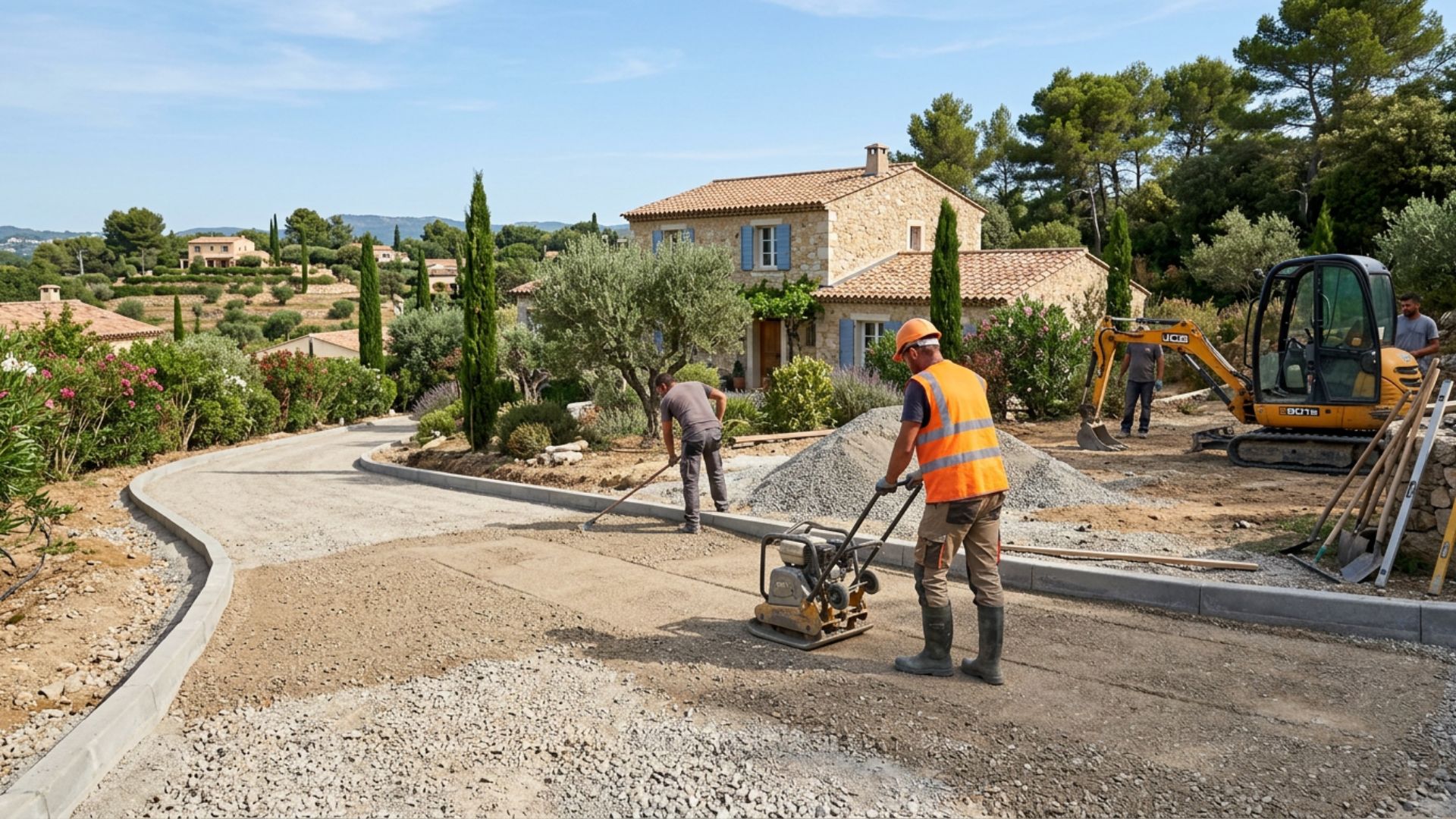 Guide terrassement avant pose d'enrobé — décapage, déblais, classification GTR NF P 11-300, compactage Proctor NF P 94-093, géotextile, couche de forme — Société Missaoui Alpes-Maritimes Var