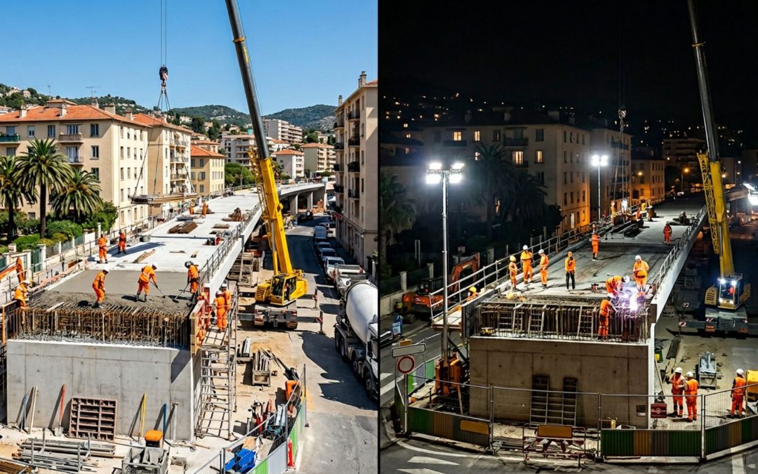 Pose de jour vs de nuit : ouvrage en zone urbaine